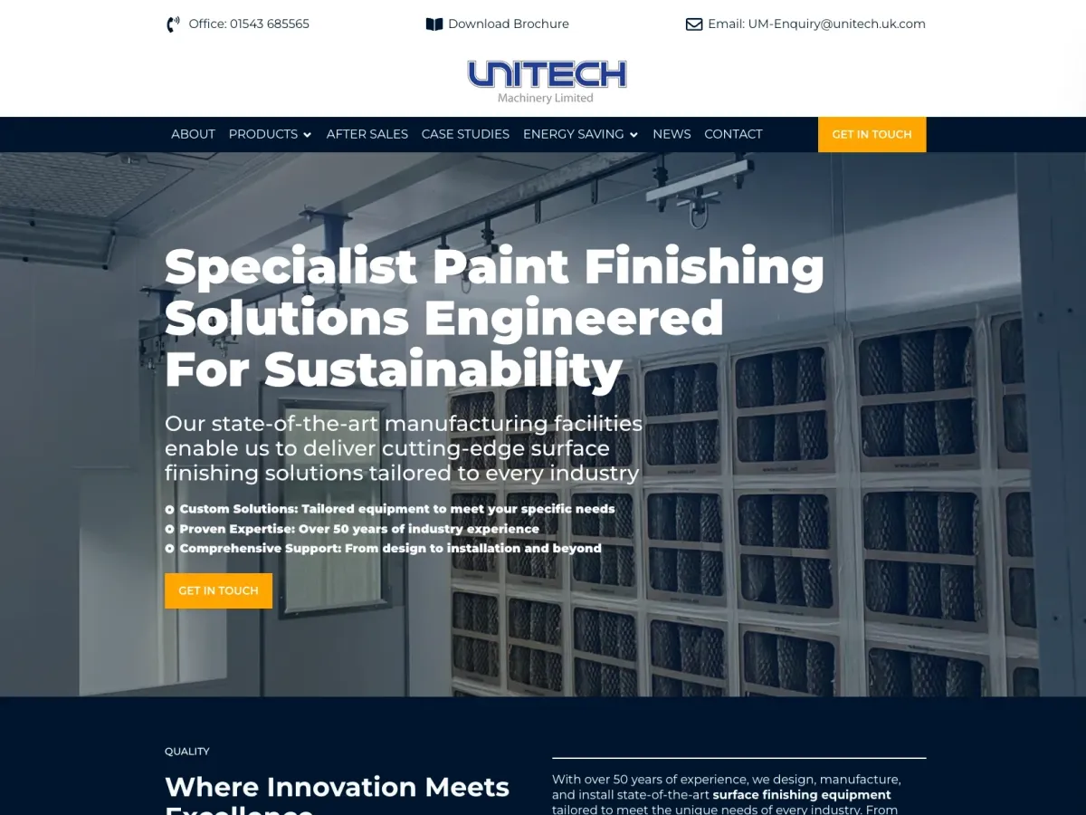 New Unitech Machinery Website 2025 Spires Web Tech