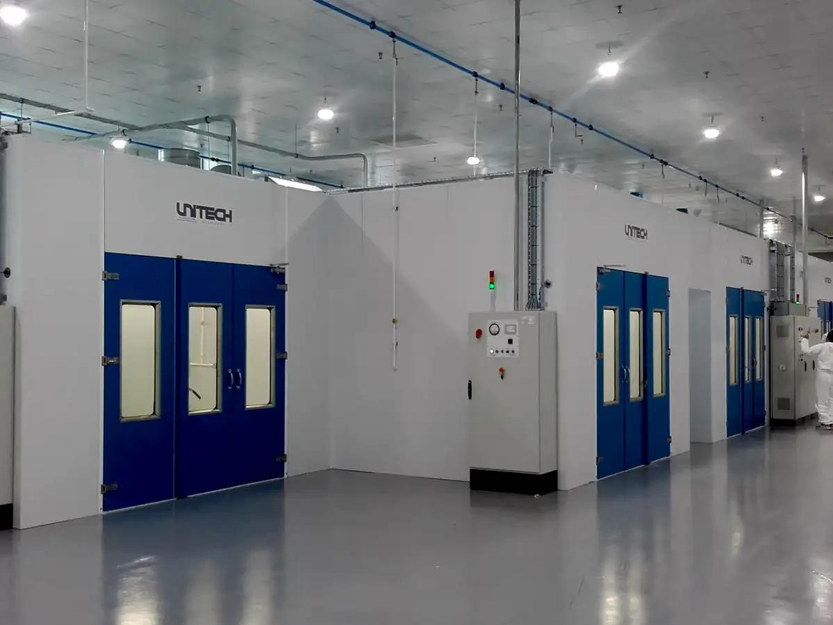 automotive spray booth manufactured in the UK by Unitech Machinery